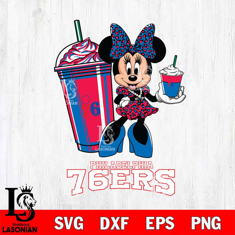 Philadelphia 76ers Minnie Mouse Fan And Coffee Svg Eps Dxf Png File, Digital Download, Instant Download