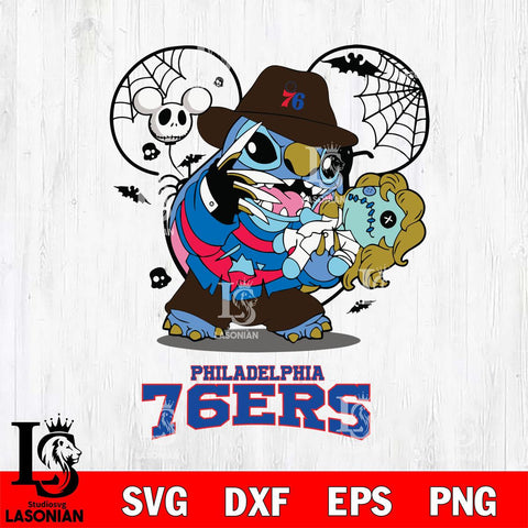 Philadelphia 76ers Stitch Freddy Krueger Halloween Svg Eps Dxf Png File, Digital Download, Instant Download