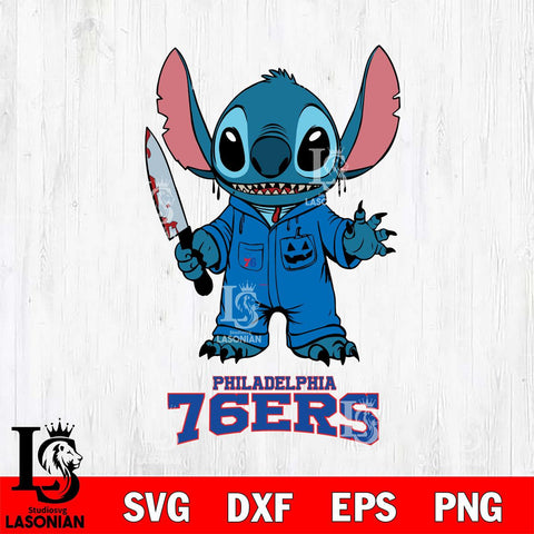 Philadelphia 76ers Stitch Horror 2 Svg Eps Dxf Png File, NBA svg, Digital Download, Instant Download