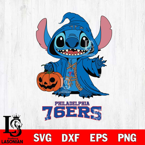 Philadelphia 76ers Stitch Horror Svg Eps Dxf Png File, NBA svg, Digital Download, Instant Download