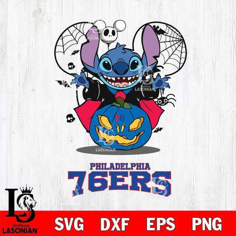 Philadelphia 76ers Stitch Horror Halloween Svg Eps Dxf Png File, Digital Download, Instant Download