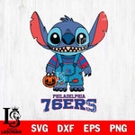 Philadelphia 76ers Stitch Horror Halloween Svg Eps Dxf Png File, NBA svg, Digital Download, Instant Download