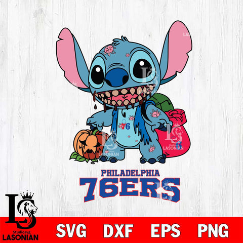 Philadelphia 76ers Stitch Zombie Svg Eps Dxf Png File, NBA svg, Digital Download, Instant Download