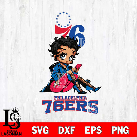 Philadelphia 76ers Style Black Fan Girl Betty Boop