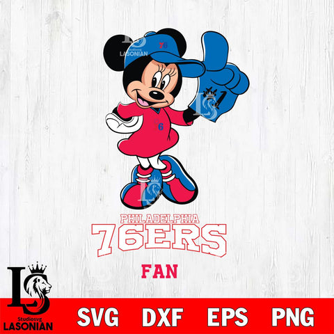 Philadelphia 76ers #1 Fan Minnie Mouse Svg Eps Dxf Png File, Digital Download, Instant Download