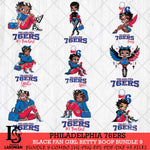 Philadelphia 76ers Black Fan Girl Betty Boop Bundle 9 Svg Eps Dxf Png File, Digital Download, Instant Download