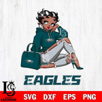 Philadelphia Eagles Awesome Black Fan Girl Betty Boop Svg Eps Dxf Png File, Digital Download, Instant Download