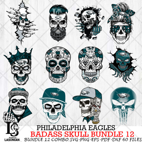 Philadelphia Eagles Badass Skull Bundle SVG