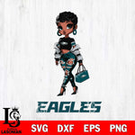 Philadelphia Eagles Beautiful Black Fan Girl Svg Eps Dxf Png File, Digital Download, Instant Download