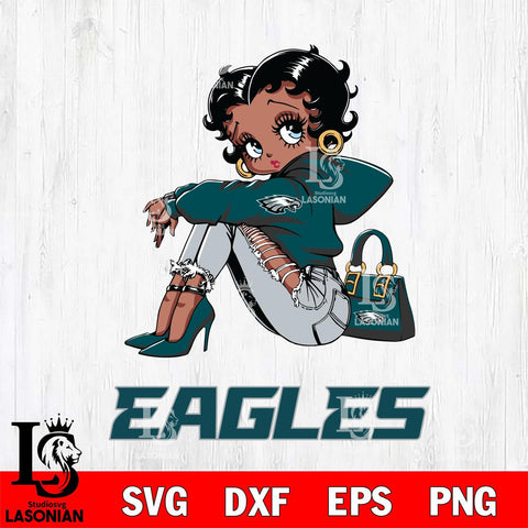 Philadelphia Eagles Betty Boop Black Fan Girl Svg Eps Dxf Png File, Digital Download, Instant Download