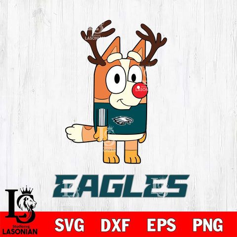 Philadelphia Eagles Bluey Chilli Christmas Deer Svg Eps Dxf Png File, Digital Download