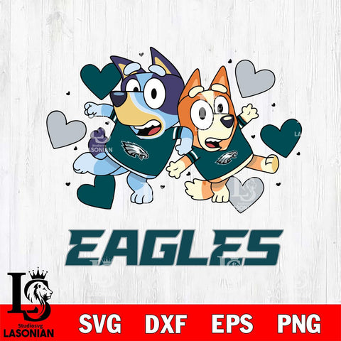 Philadelphia Eagles Bluey Chilli Heart NFL Svg Eps Dxf Png File, Digital Download, Instant Download