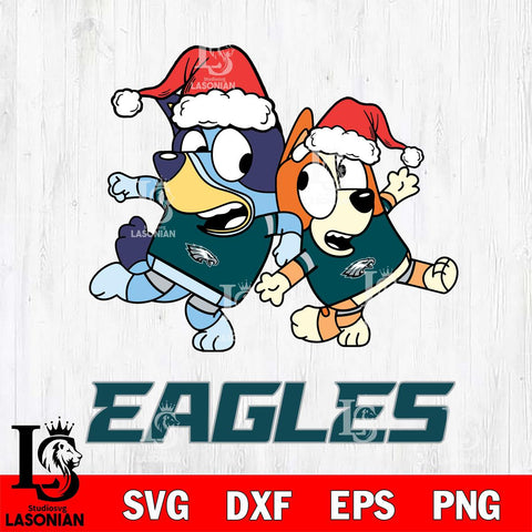 Philadelphia Eagles Bluey Christmas Holiday Svg Eps Dxf Png File, Digital Download