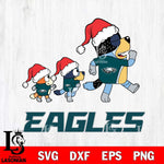 Philadelphia Eagles Bluey Family Christmas Svg Eps Dxf Png File, Digital Download