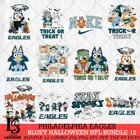 Philadelphia Eagles Bluey Halloween 12 SVG Svg Eps Dxf Png File, Digital Download, Instant Download