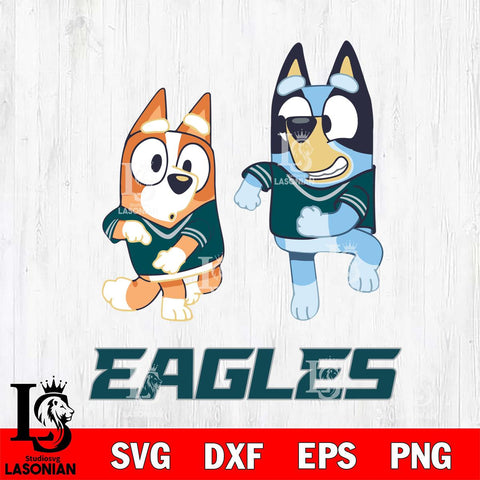 Philadelphia Eagles Bluey with Chilli Dance Svg Eps Dxf Png File, Digital Download, Instant Download