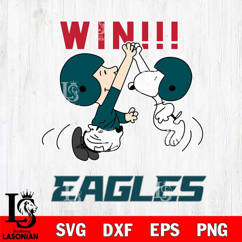 Philadelphia Eagles Charlie Brown and Snoopy Win Svg Eps Dxf Png File, NFL svg , Digital Download , Instant Download, Cricut File