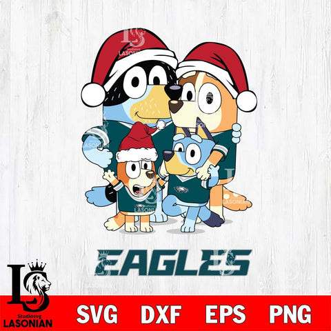 Philadelphia Eagles Christmas Bluey Family Sport Svg Eps Dxf Png File,Cut Svg Files, Digital File, Sublimation