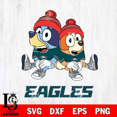 Philadelphia Eagles Christmas Bluey & Bingo Sit Svg Eps Dxf Png File,Cut Svg Files, Digital File, Sublimation