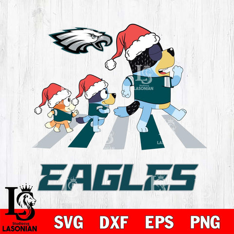 Philadelphia Eagles Christmas Family Bluey Walking Svg Eps Dxf Png File,Cut Svg Files, Digital File, Sublimation