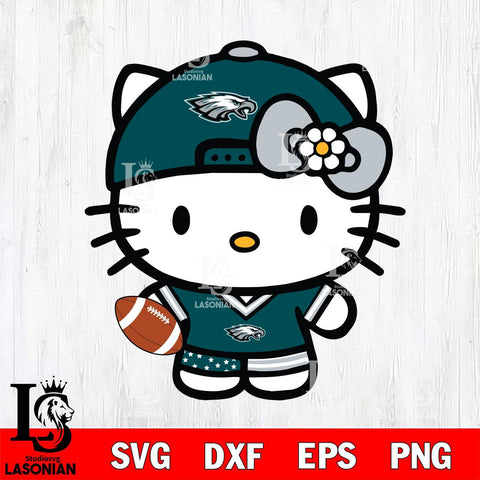 Philadelphia Eagles Cute Hello Kitty Football 10 Svg Eps Dxf Png File, NFL svg, Digital Download, Instant Download