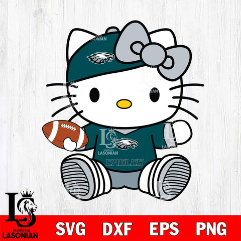 Philadelphia Eagles Cute Hello Kitty Football 11 Svg Eps Dxf Png File, NFL svg, Digital Download, Instant Download