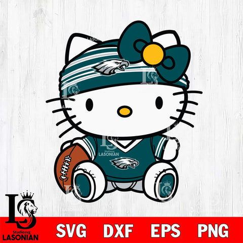 Philadelphia Eagles Cute Hello Kitty Football 12 Svg Eps Dxf Png File, NFL svg, Digital Download, Instant Download