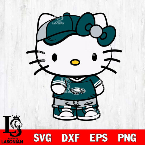 Philadelphia Eagles Cute Hello Kitty Football 2 Svg Eps Dxf Png File, NFL svg, Digital Download, Instant Download