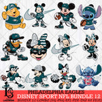 Philadelphia Eagles Disney NFL Bundle 12 Svg Eps Dxf Png File, Digital Download, Instant Download