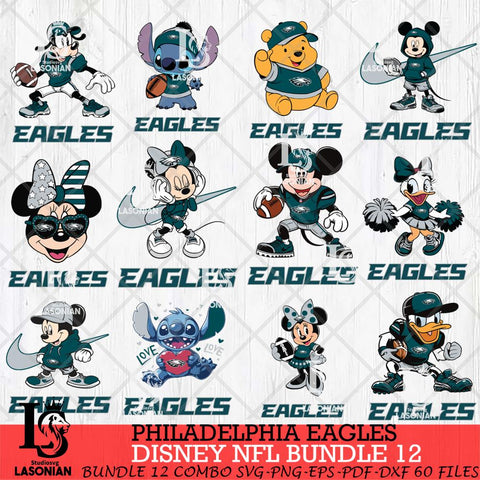 Philadelphia Eagles Disney NFL Bundle Svg PNG 12 Svg Eps Dxf Png File, Digital Download