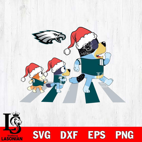 Philadelphia Eagles Family Bluey Walking Christmas Svg Eps Dxf Png File, Digital Download, Instant Download