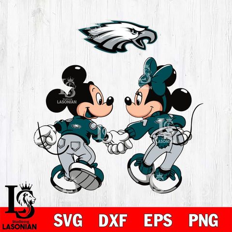 Philadelphia Eagles Fan Minnie And Mickey Love Svg Eps Dxf Png File, Digital Download, Instant Download