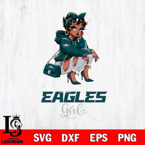 Philadelphia Eagles Fashion Black Fan Girl Betty Boop Svg Eps Dxf Png File, Digital Download, Instant Download