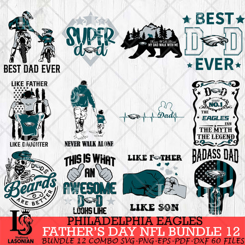 Philadelphia Eagles Fathers Day NFL Bundle 12 Svg Eps Dxf Png File, Digital Download, Instant Download