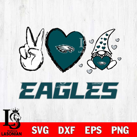 Philadelphia Eagles Gnomes Peace & Love Svg Eps Dxf Png File, Digital Download, Instant Download