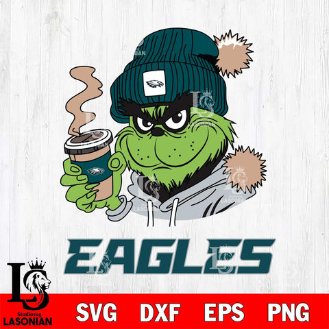 Philadelphia Eagles Grinch Cofffe Hoodie Svg Eps Dxf Png File,Cricut svg files, Digital Download, Instant Download