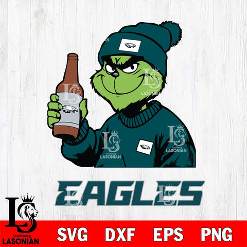 Philadelphia Eagles Grinch Drinking Beer Christmas Svg Eps Dxf Png File,Cricut svg files, Digital Download, Instant Download