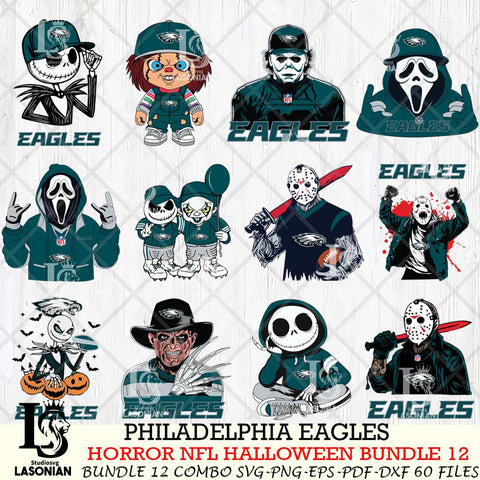 Philadelphia Eagles Halloween Bundle 12 SVG Svg Eps Dxf Png File, Bundle NFL svg, Digital Download, Instant Download