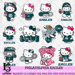 Philadelphia Eagles Hello Kitty Bundle 12 SVG Svg Eps Dxf Png File, Digital Download, Instant Download