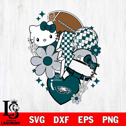 Philadelphia Eagles Hello Kitty Nfl 2 Svg Eps Dxf Png File, Digital Download, Instant Download