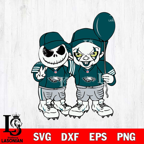 Philadelphia Eagles Jack Skellington And Pennywise Football Svg Eps Dxf Png File, Digital Download, Instant Download