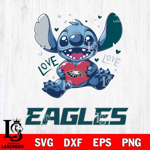 Philadelphia Eagles Love Stitch, Svg Eps Dxf Png File, Digital Download