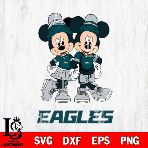 Philadelphia Eagles Mickey And Minnie Mouse Football Svg Eps Dxf Png File, Bundle NFl svg , File Cut , Digital Download , Instant Download, Laser Cut Svg Files