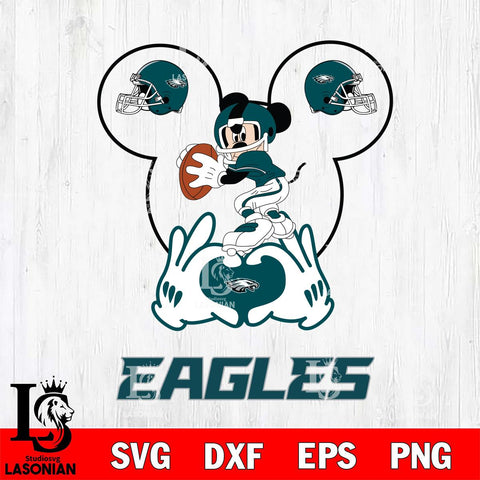 Philadelphia Eagles Mickey Heart Rugby Svg Eps Dxf Png File, Digital Download ,Instant Download, Cricut File