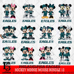 Philadelphia Eagles Mickey Minnie Mouse NFL Bundle 12 Svg Eps Dxf Png File, Bundle NFl svg , File Cut , Digital Download , Instant Download, Laser Cut Svg Files