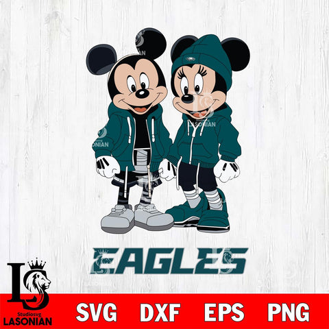 Philadelphia Eagles Mickey Minnie Mouse Rugby Svg Eps Dxf Png File, Bundle NFl svg , File Cut , Digital Download , Instant Download, Laser Cut Svg Files