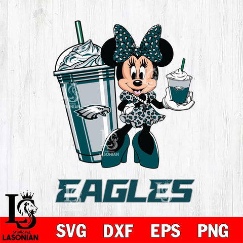 Philadelphia Eagles Minnie Mouse Fan And Coffee Svg Eps Dxf Png File, Digital Download, Instant Download