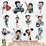 Philadelphia Eagles Sexy Fan Girls Bundle 12 Svg Eps Dxf Png File, Digital Download, Instant Download