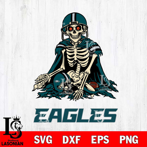 Philadelphia Eagles Skeleton Football 3 Svg Eps Dxf Png File, Digital Download