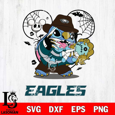 Philadelphia Eagles Stitch Freddy Krueger Halloween Svg Eps Dxf Png File, Digital Download, Instant Download